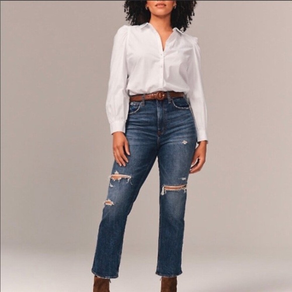 Abercrombie A&F - Ultra Straight Ankle RIPPED Jeans Pants- size 29